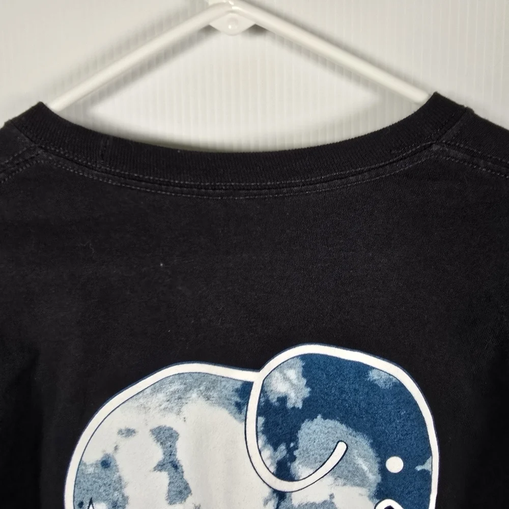 Ivory Ella Womens Black Long Sleeve Tee With Blue Elephant Logo Size Large
